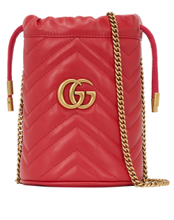 Marmont Bucket Bag, Leather, Red, 575163.493075, DB/B, 3*